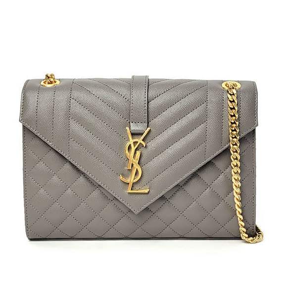 Saint Laurent Envelope Chain Shoulder Bag Medium Grey - Picture 1 of 5